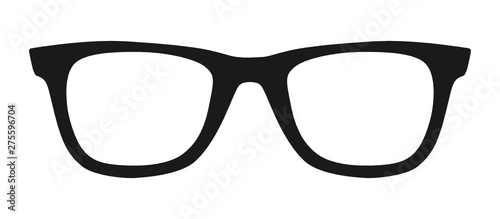 Vector illustration of hipster nerd style black glasses silhouette isolated on white background photo