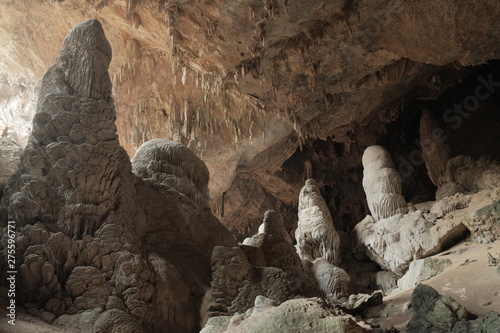Stalagmite inside the cave. mae usu cave thailand