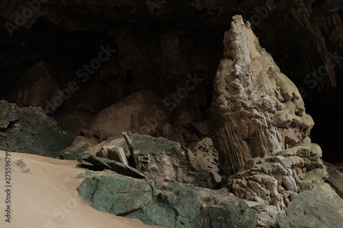 Stalagmite inside the cave. mae usu cave thailand