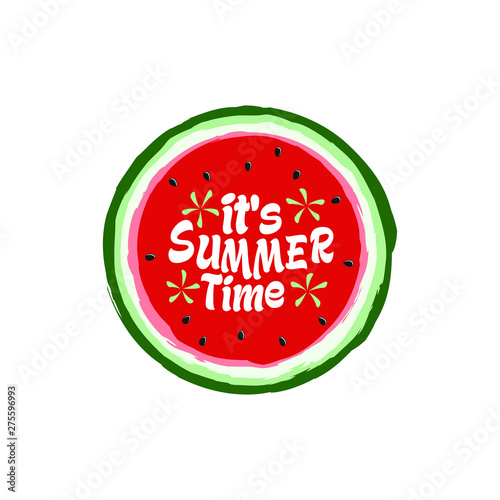 Unique Modern Watermelon Summer Time Design Background Banner Template with Text It's Summer Time for Used Personally and All Business Company