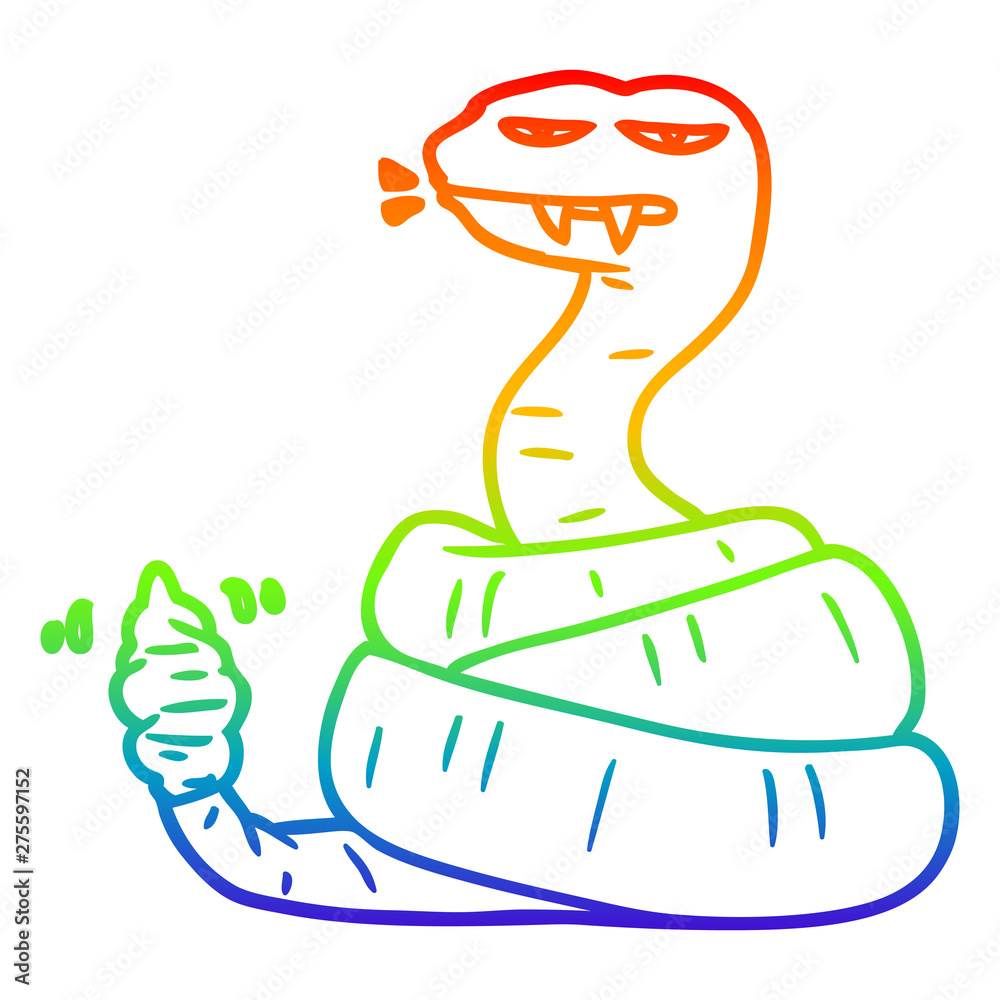 rainbow gradient line drawing cartoon angry rattlesnake rainbow gradient line drawing cartoon angry rattlesnake