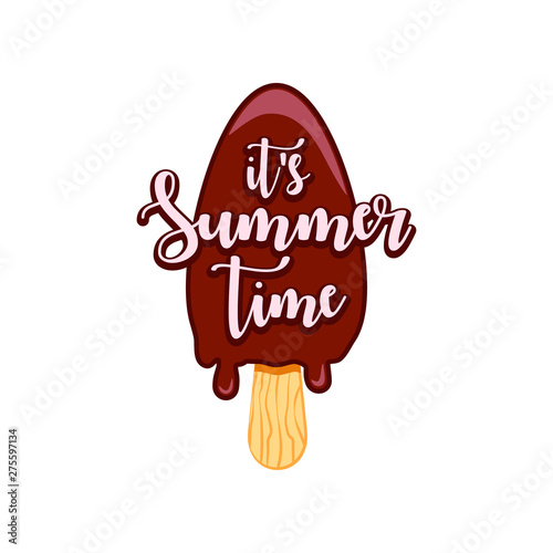 Unique Modern Ice Cream  Summer Time Design Background Banner Template with Text It's Summer Time for Used Personally and All Business Company
