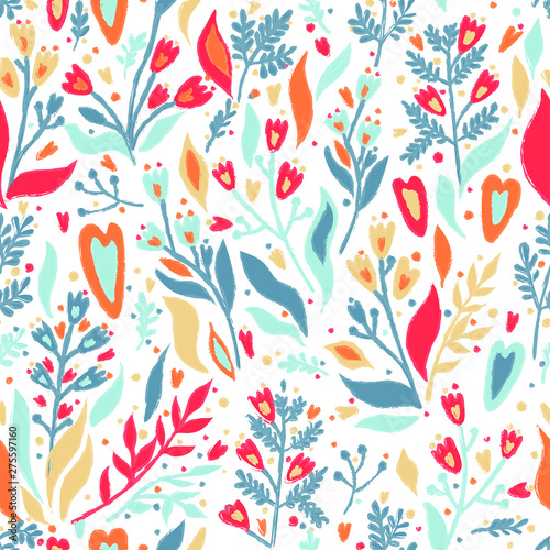Trendy hand drawn seamless floral pattern. Background for posters, invitations, scrapbooking and textiles