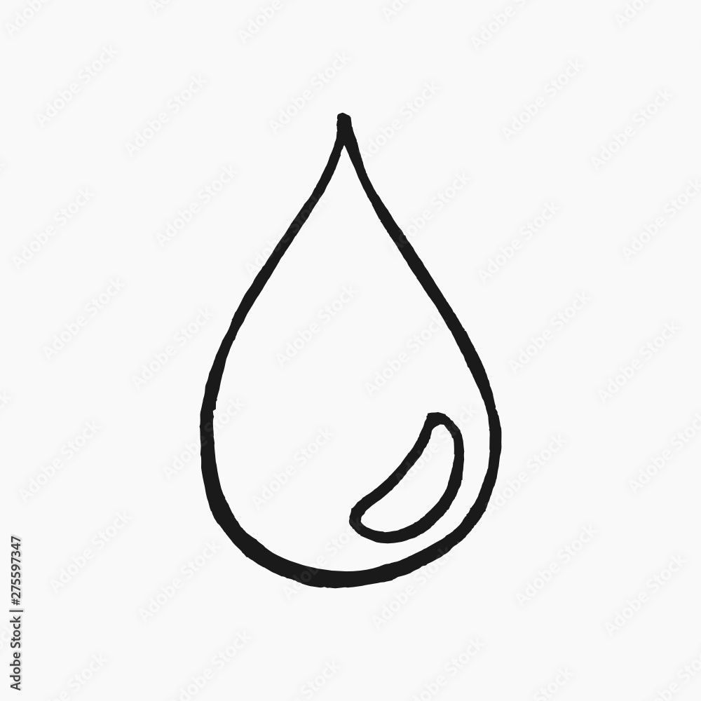 High quality hand drawn vector illustration of a water drop linear icon isolated on white background High quality hand drawn vector illustration of a water drop linear icon isolated on white background