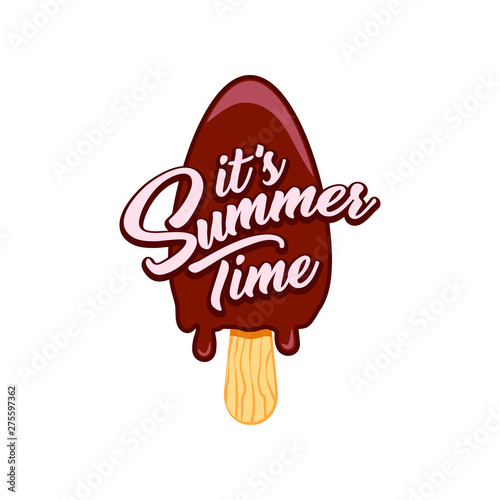 Unique Modern Ice Cream Summer Time Design Background Banner Template with Text It's Summer Time for Used Personally and All Business Company