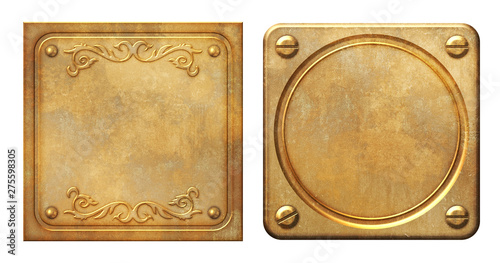 Steampunk brass aged metal plates - illustration