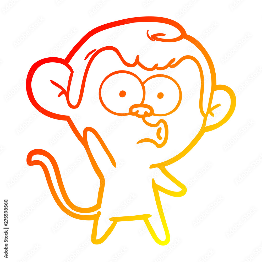 warm gradient line drawing cartoon hooting monkey warm gradient line drawing cartoon hooting monkey