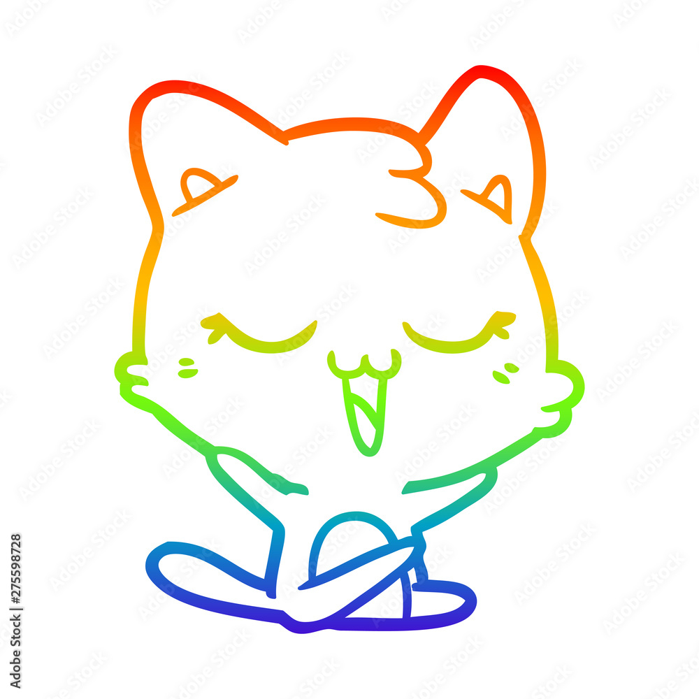 rainbow gradient line drawing cartoon cat rainbow gradient line drawing cartoon cat
