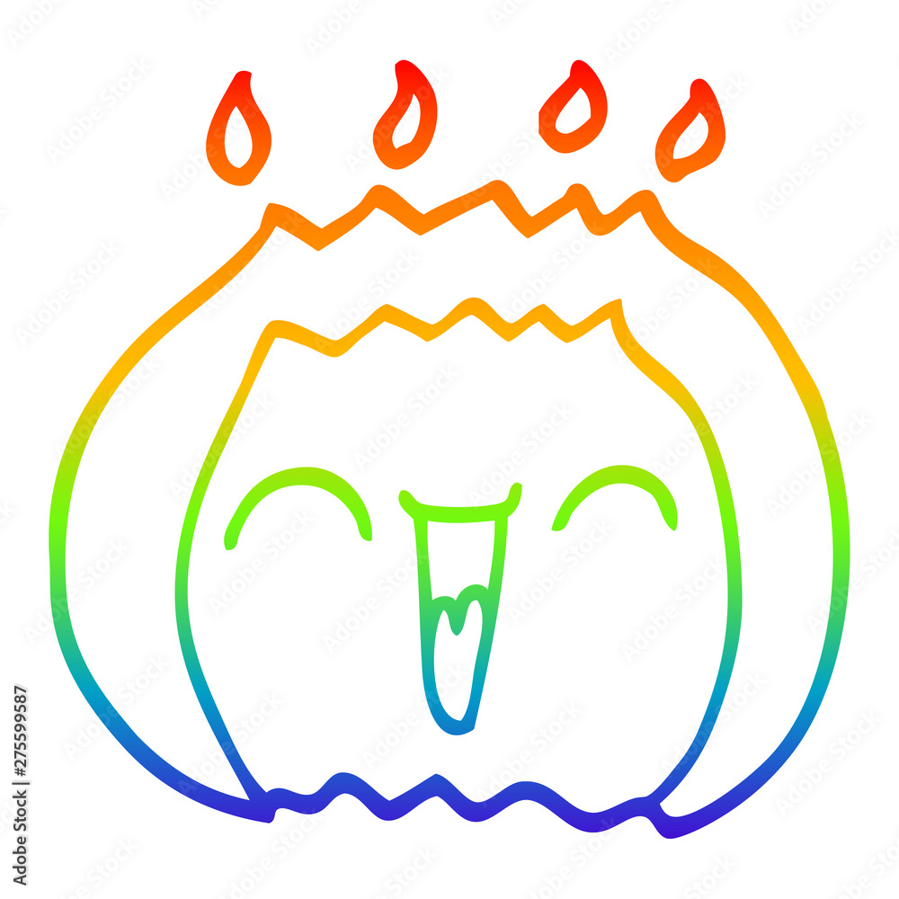 Obraz premium rainbow gradient line drawing cartoon flame