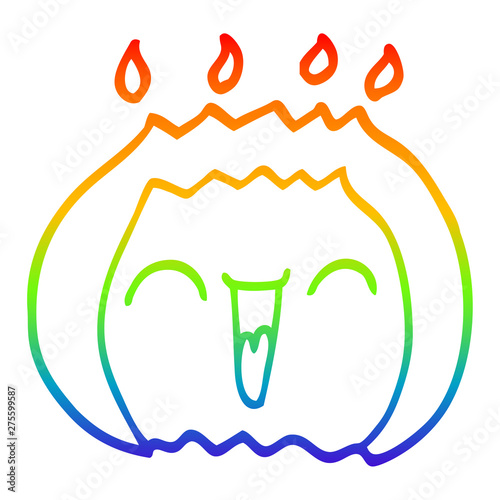 rainbow gradient line drawing cartoon flame
