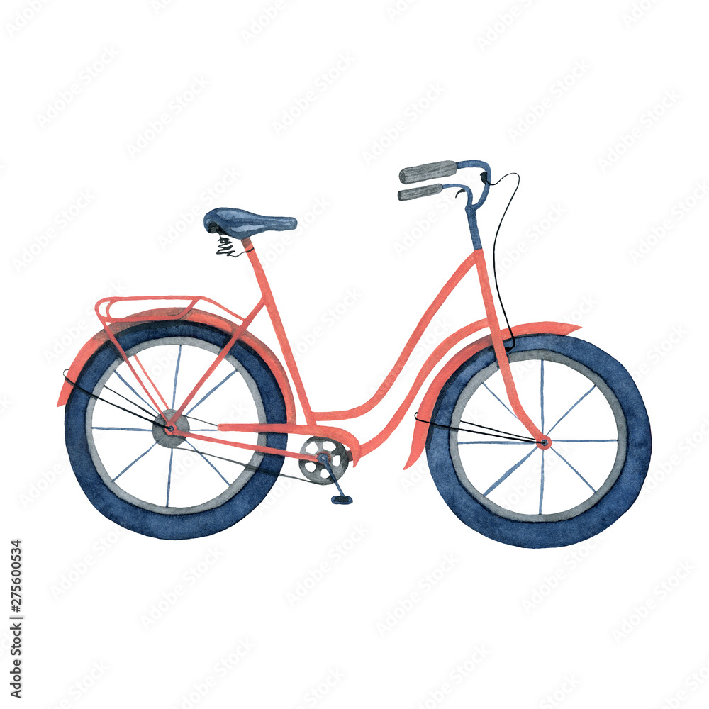 Watercolor illustration bicycle.