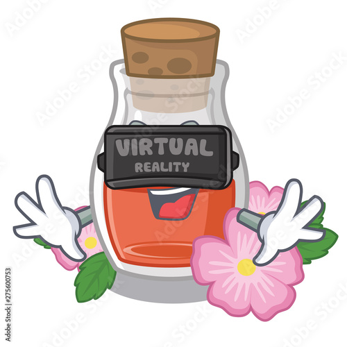 Virtual reality rose seed oil the cartoon shape