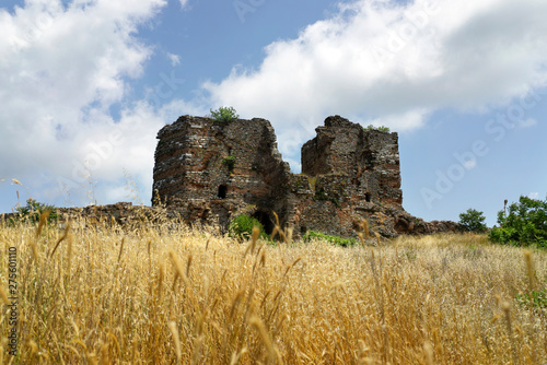 Ruins of the fortress Yoros. Yoros Castle or  Genoese Castle  (Turkish: Yoros kalesi) is a Byzantine ruined castle at the confluence of the Bosphorus and the Black Sea. photo