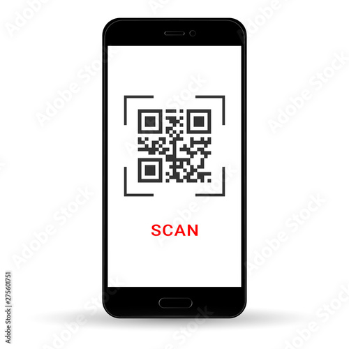 Scan QR code to Mobile Phone. Electronic, digital technology, barcode. Vector illustration, eps 10.