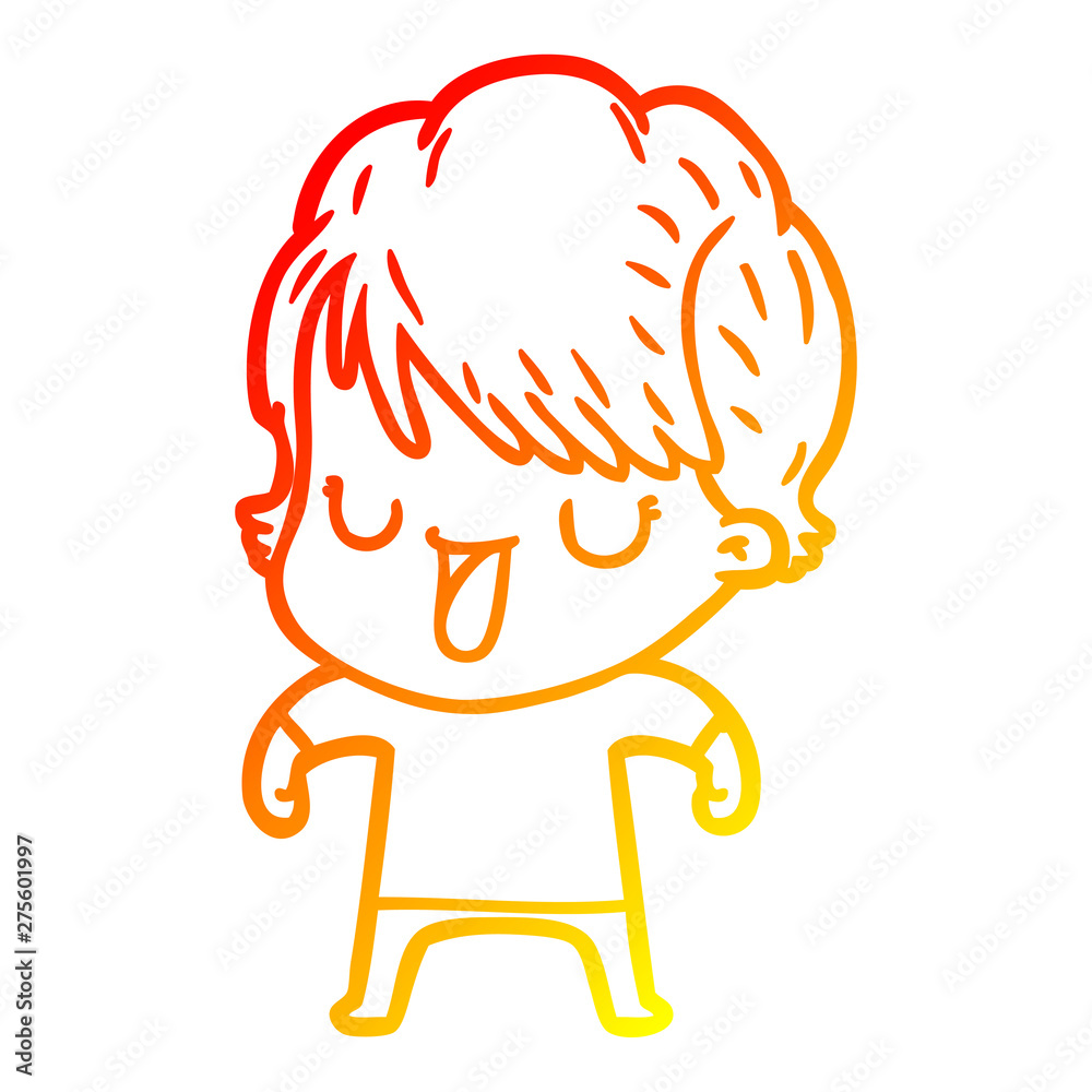 warm gradient line drawing cartoon woman talking warm gradient line drawing cartoon woman talking