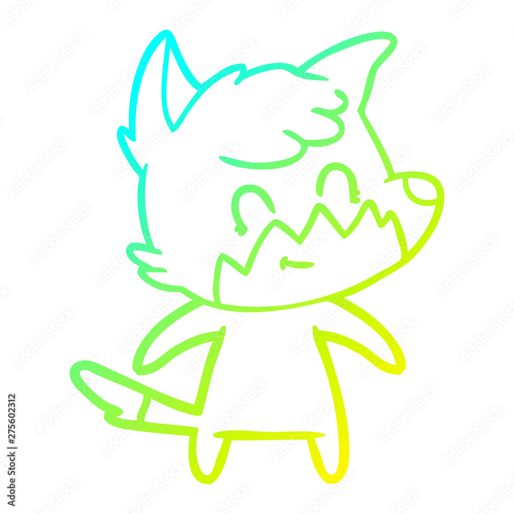 cold gradient line drawing cartoon friendly fox cold gradient line drawing cartoon friendly fox