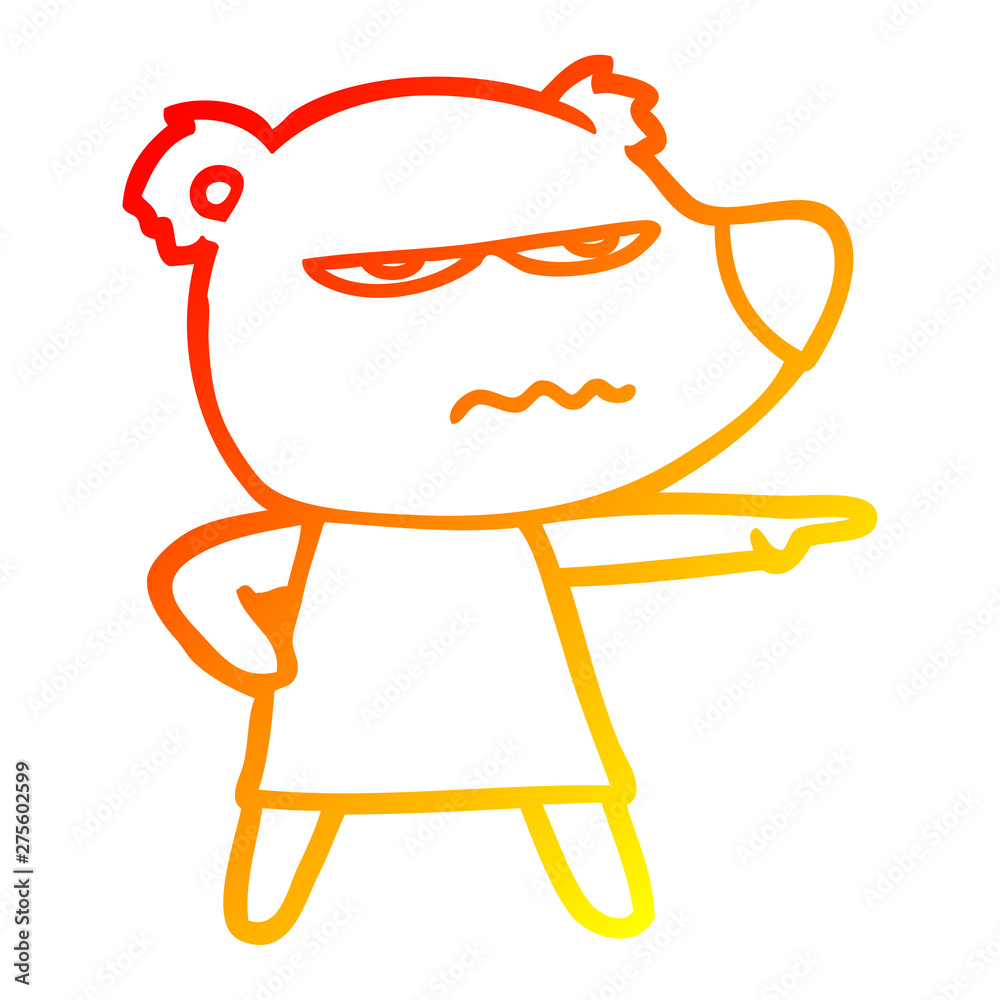 warm gradient line drawing cartoon angry bear polar girl pointing warm gradient line drawing cartoon angry bear polar girl pointing
