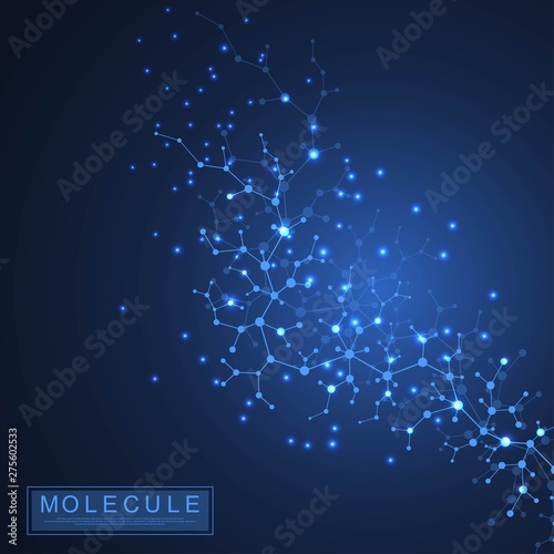 Scientific molecule background DNA double helix illustration with shallow depth of field. Mysterious wallpaper or banner with a DNA molecules. Genetics information vector
