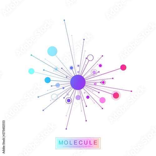 Molecule logo template icon science genetics logotype, DNA helix. Genetic analysis research biotech code DNA test infographic. Genome sequence map. Molecule structure genetic test Vector illustration.