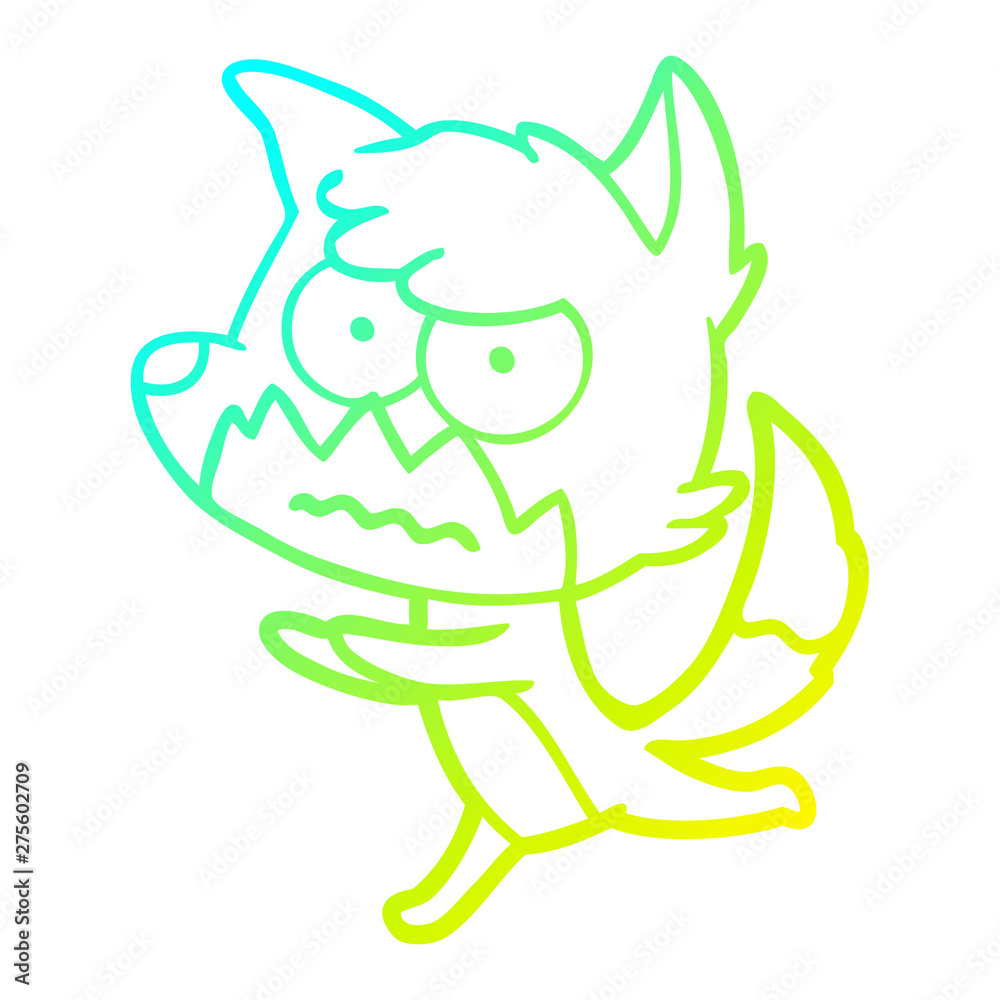 Fototapeta premium cold gradient line drawing cartoon annoyed fox