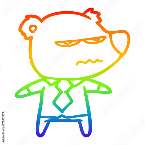 rainbow gradient line drawing cartoon angry boss bear