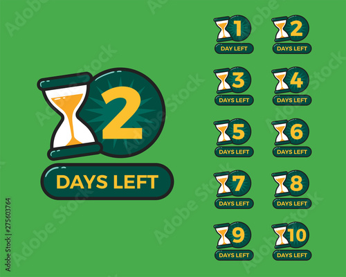 Number of days left with sand timer hourglass
