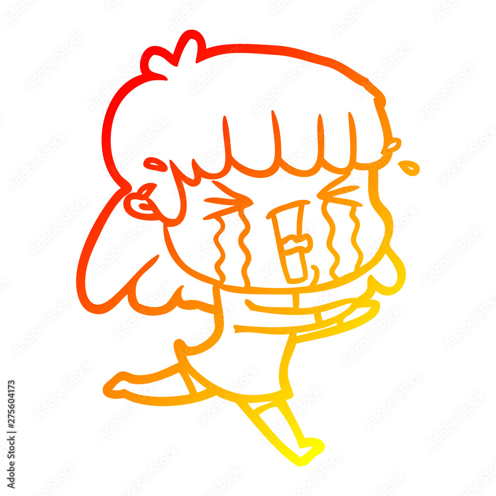 warm gradient line drawing cartoon woman in tears warm gradient line drawing cartoon woman in tears