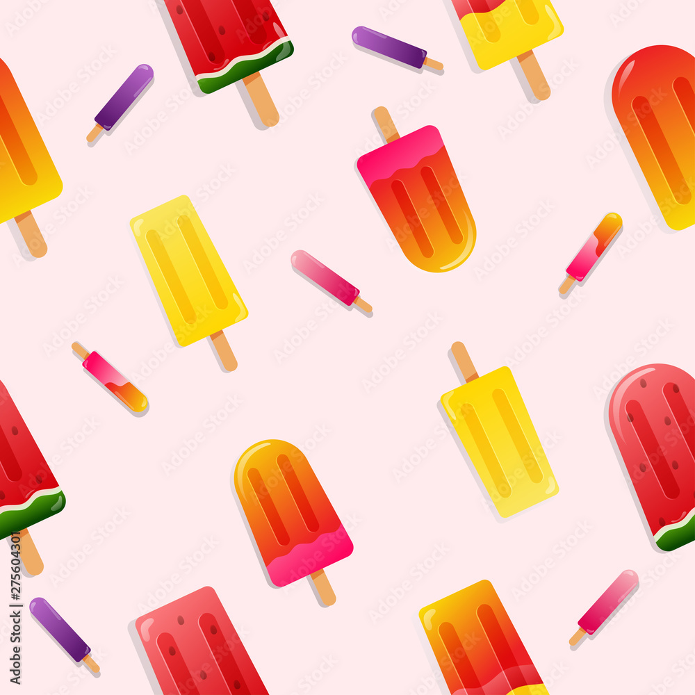 Watermelon Popsicle ice cream summer seamless pattern background Watermelon Popsicle ice cream summer seamless pattern background