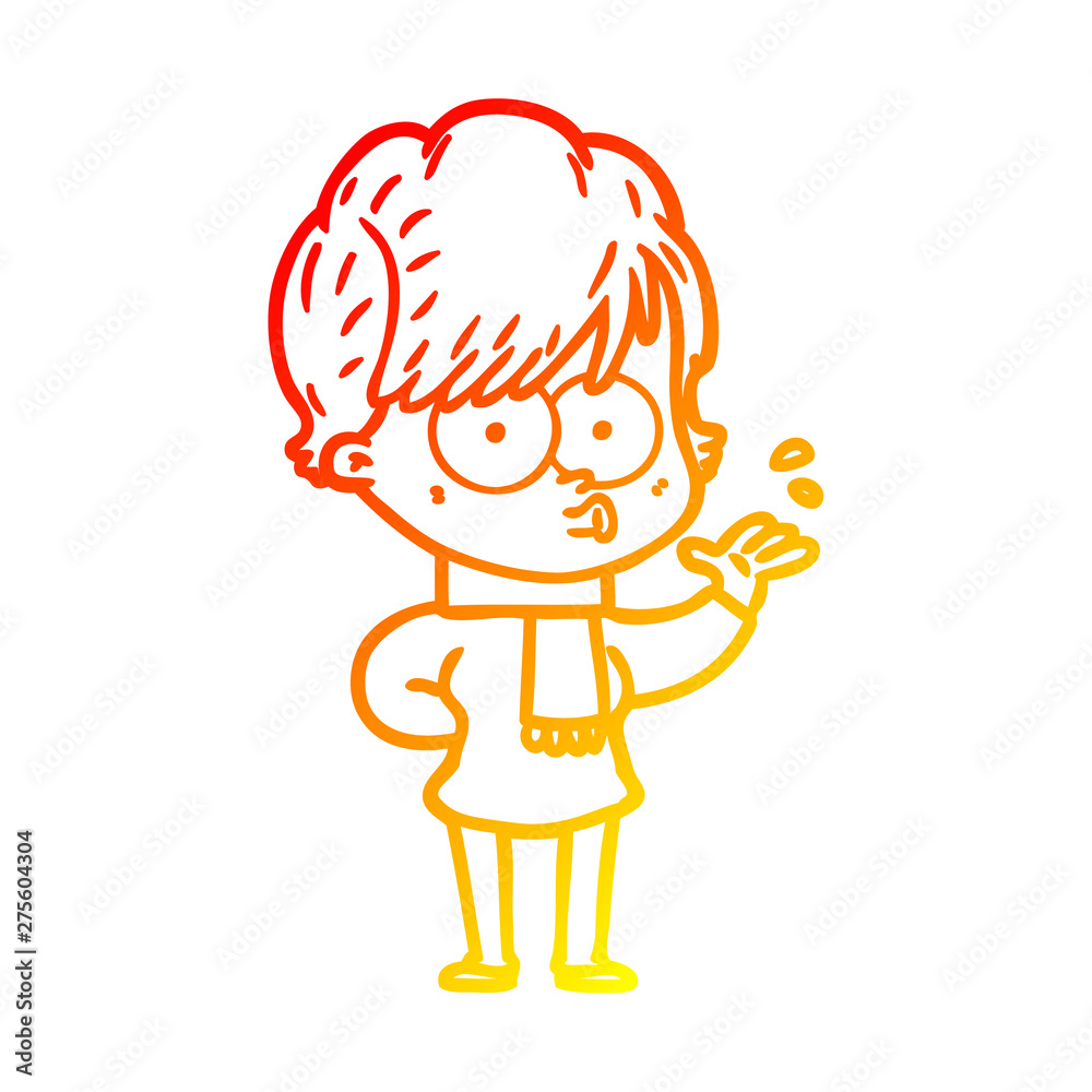 warm gradient line drawing cartoon woman warm gradient line drawing cartoon woman
