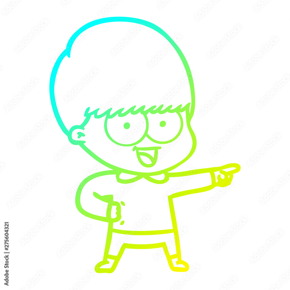 cold gradient line drawing happy cartoon boy pointing cold gradient line drawing happy cartoon boy pointing