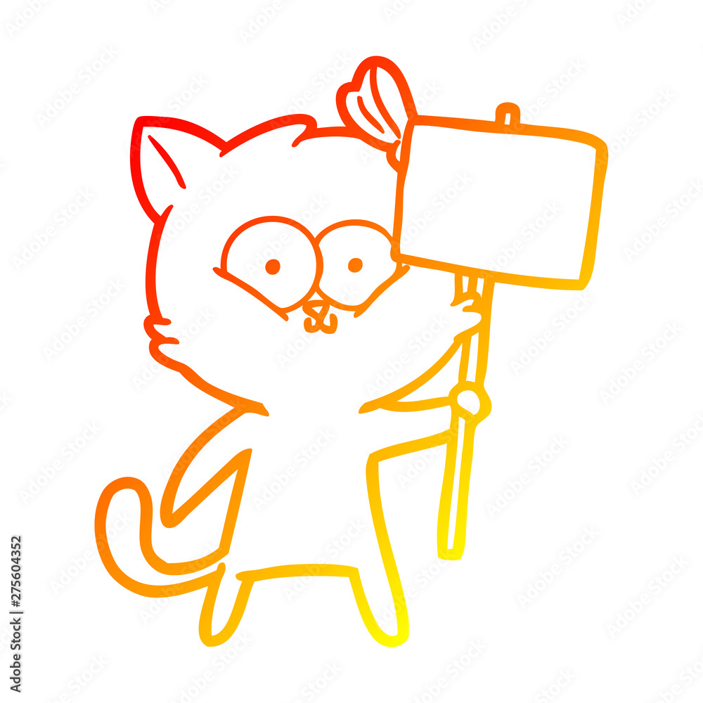 Obraz premium warm gradient line drawing cartoon cat