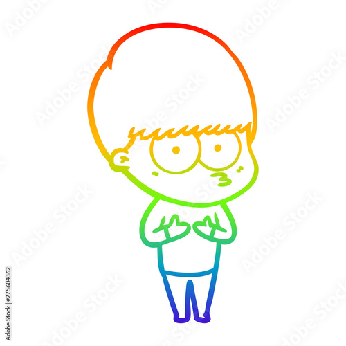 rainbow gradient line drawing nervous cartoon boy