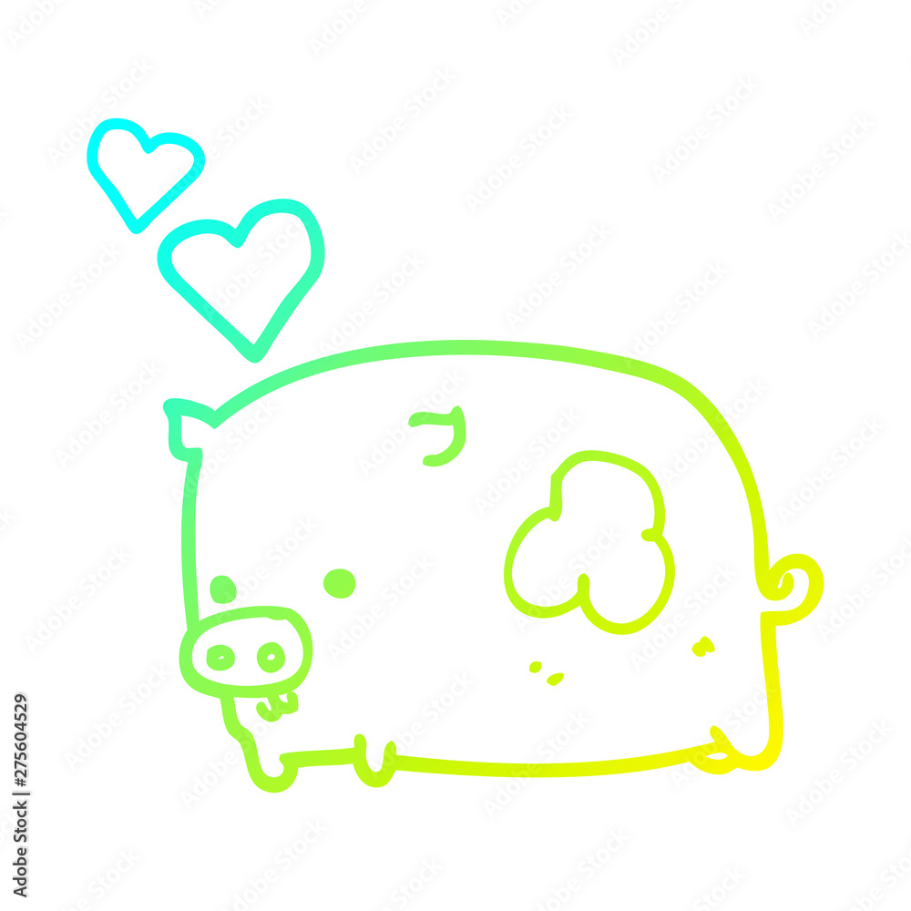 cold gradient line drawing cartoon pig in love cold gradient line drawing cartoon pig in love
