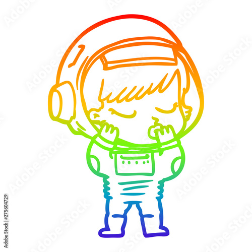 rainbow gradient line drawing cartoon pretty astronaut girl