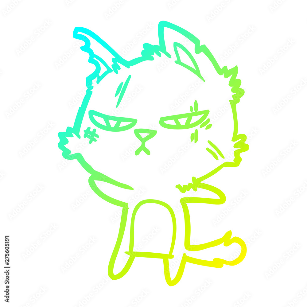 cold gradient line drawing tough cartoon cat cold gradient line drawing tough cartoon cat
