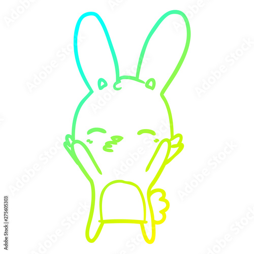 cold gradient line drawing curious bunny cartoon