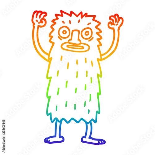 rainbow gradient line drawing cartoon yeti monster