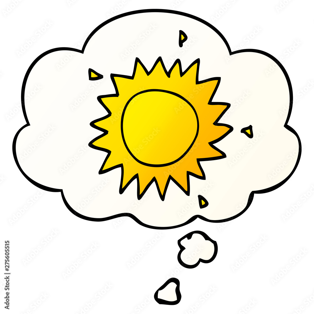 cartoon sun and thought bubble in smooth gradient style cartoon sun and thought bubble in smooth gradient style