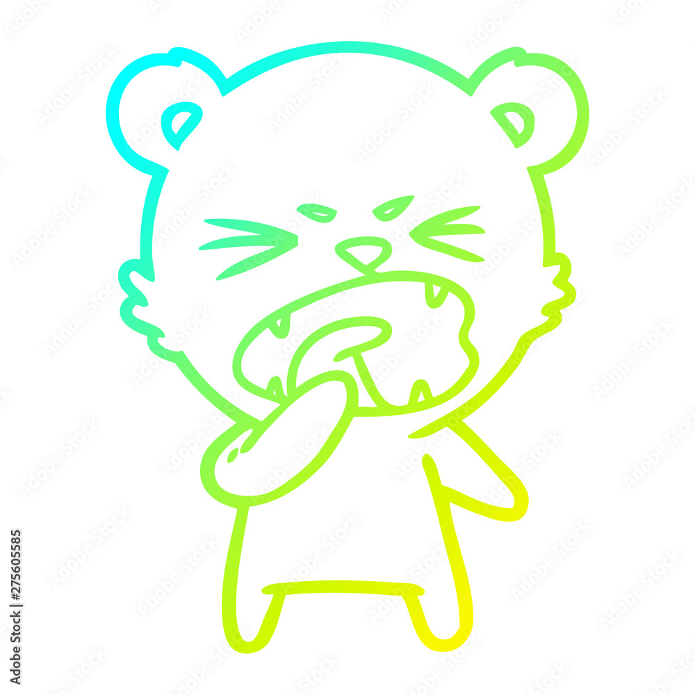 Obraz premium cold gradient line drawing angry cartoon bear shouting