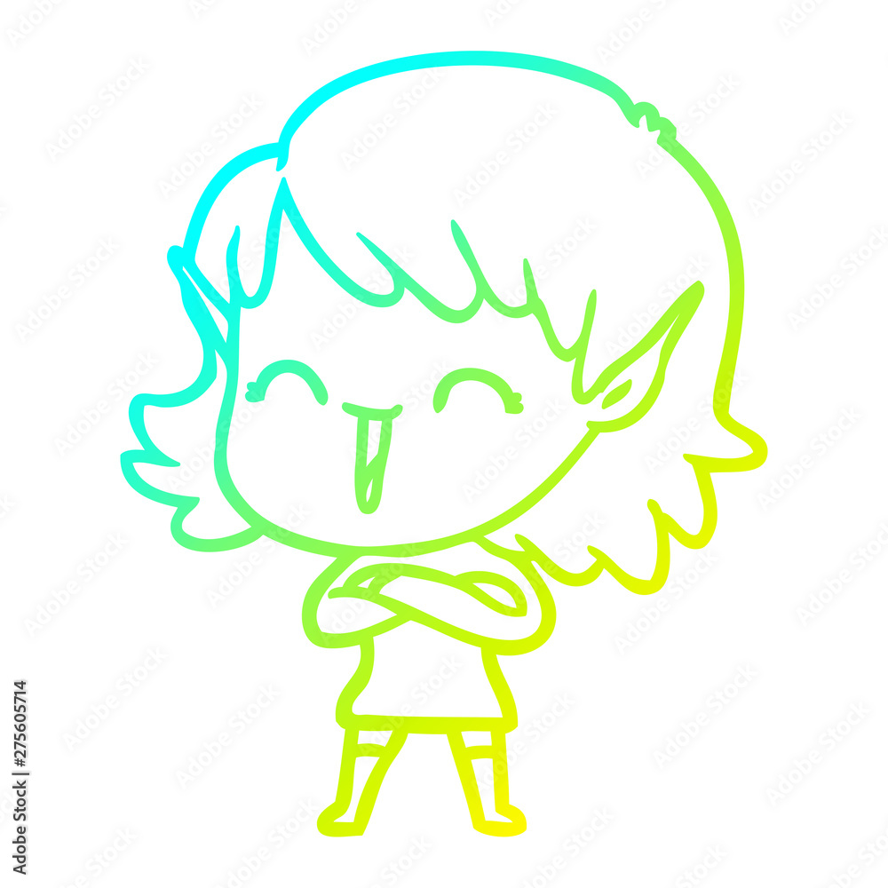 cold gradient line drawing cartoon elf girl cold gradient line drawing cartoon elf girl