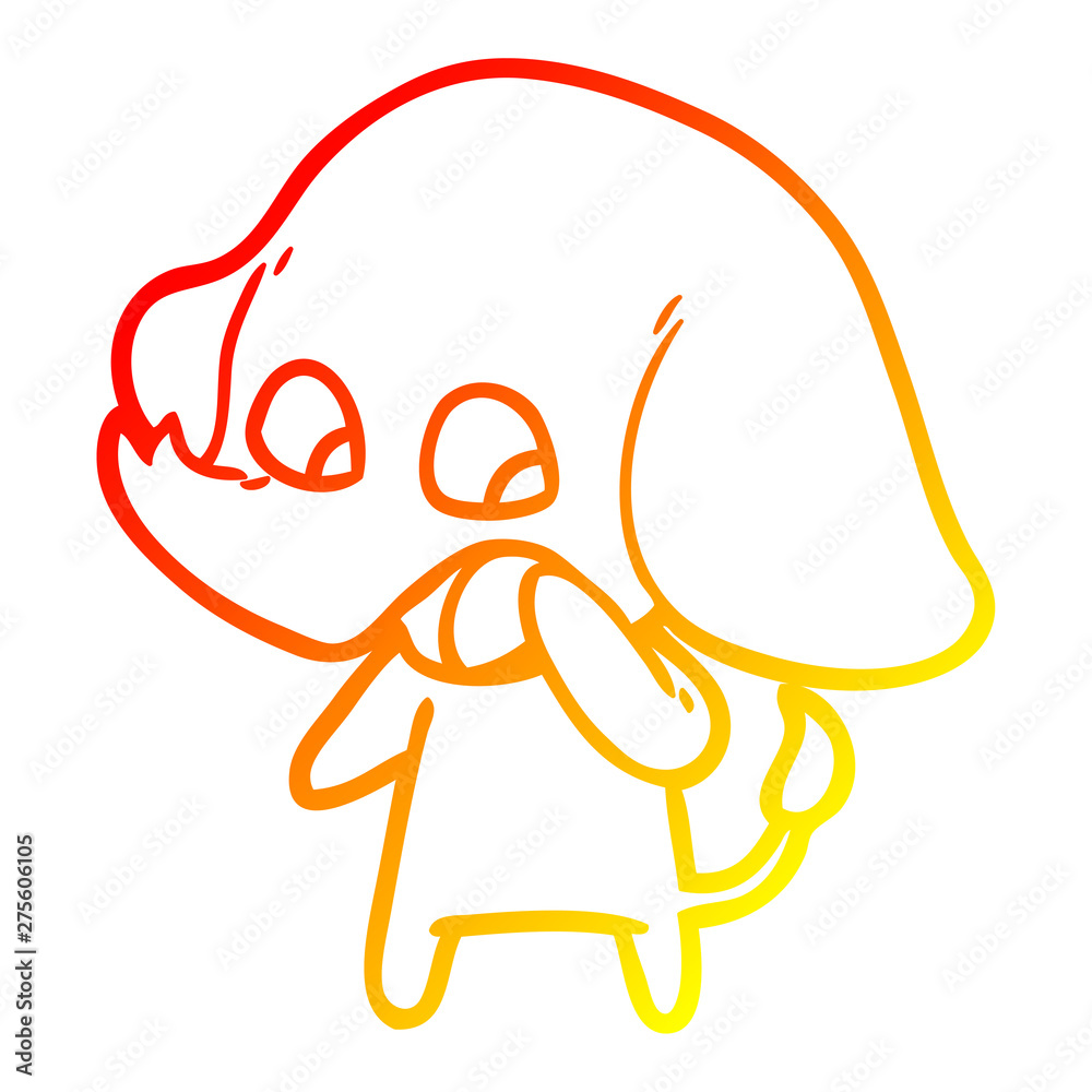 Obraz premium warm gradient line drawing cute cartoon elephant