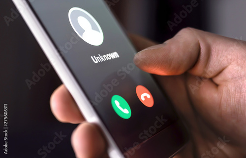 Vászonkép Phone call from unknown number late at night