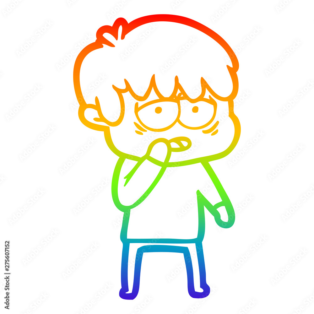 rainbow gradient line drawing cartoon exhausted boy rainbow gradient line drawing cartoon exhausted boy