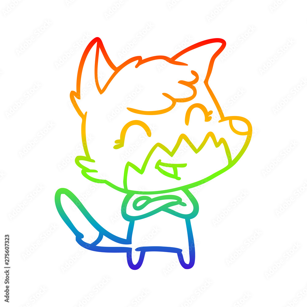 rainbow gradient line drawing happy cartoon fox rainbow gradient line drawing happy cartoon fox