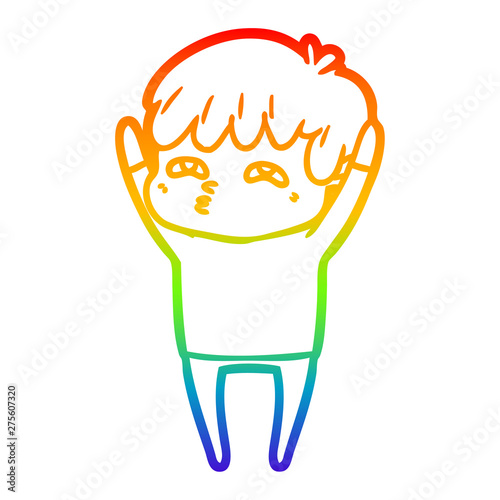 rainbow gradient line drawing cartoon curious man