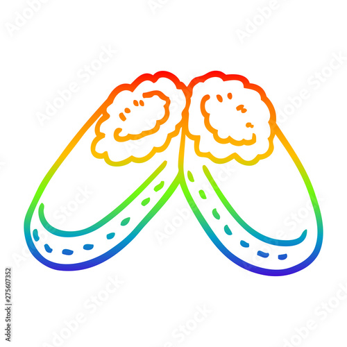 rainbow gradient line drawing cartoon purple slippers