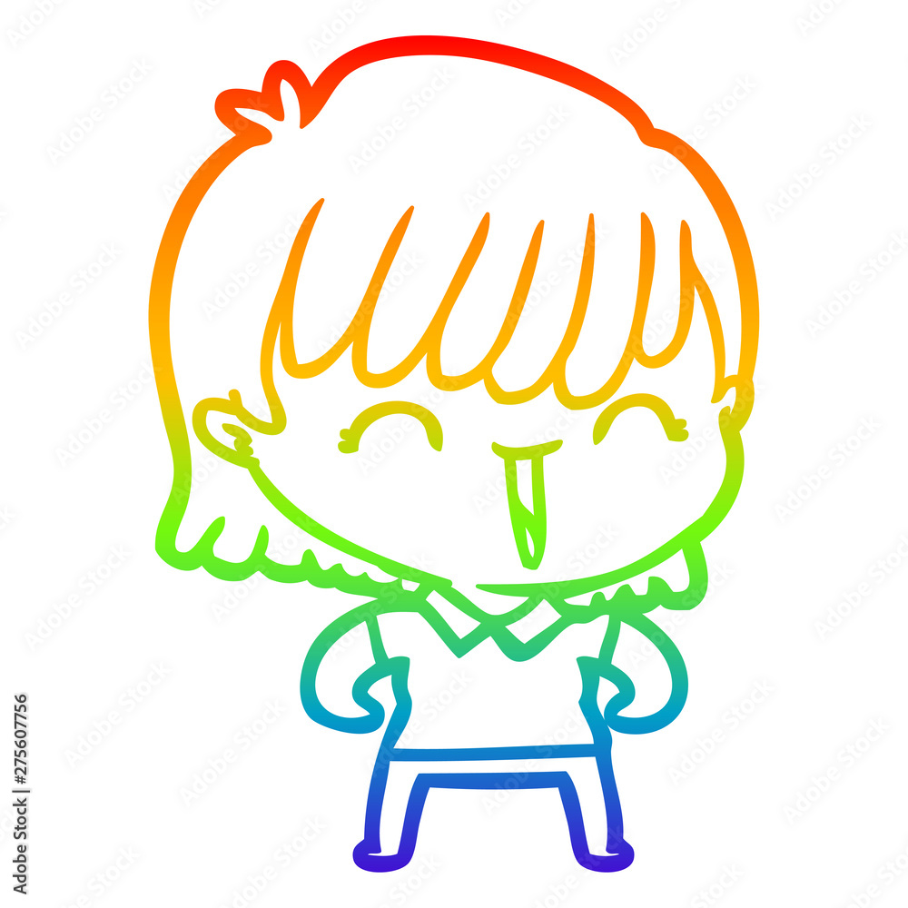 rainbow gradient line drawing cartoon woman rainbow gradient line drawing cartoon woman
