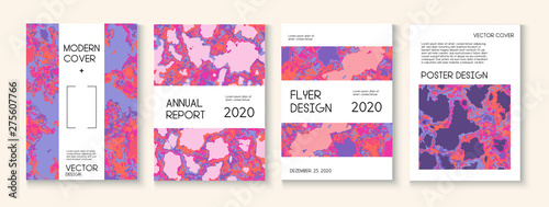 Fluid Paint, Clay Texture Vector Cover Layout. Trendy Magazine, Music Poster Template. Modern Earth Day Ecology Poster