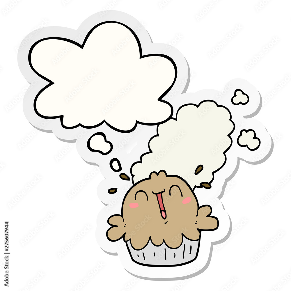 cute cartoon pie and thought bubble as a printed sticker cute cartoon pie and thought bubble as a printed sticker