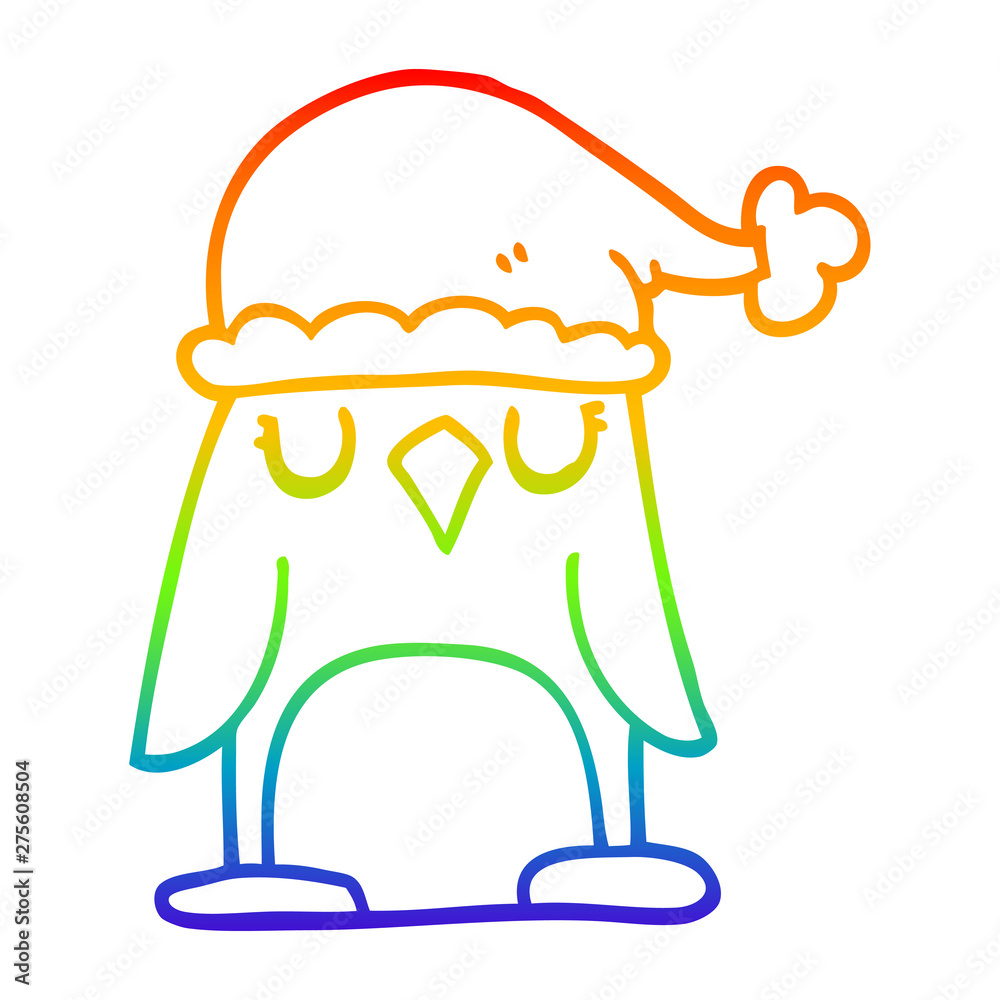 rainbow gradient line drawing cartoon christmas penguin rainbow gradient line drawing cartoon christmas penguin